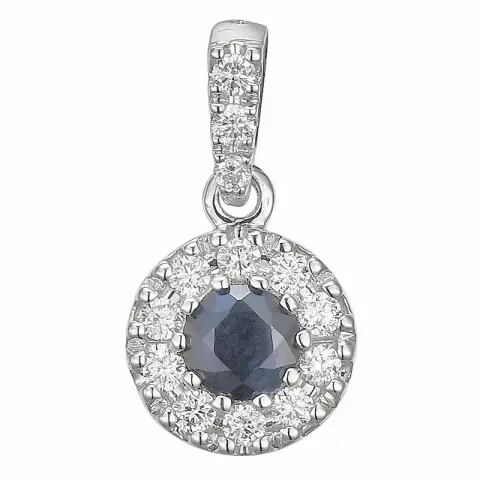 blå safir hängen i 14 carat vitguld 0,16 ct