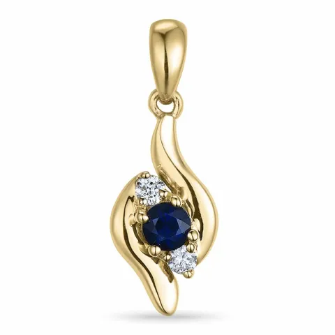 safir hängen i 14 carat guld 0,05 ct 0,16 ct