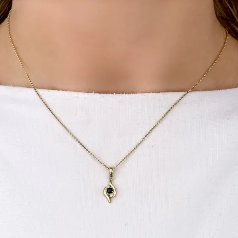 safir hängen i 14 carat guld 0,05 ct 0,16 ct