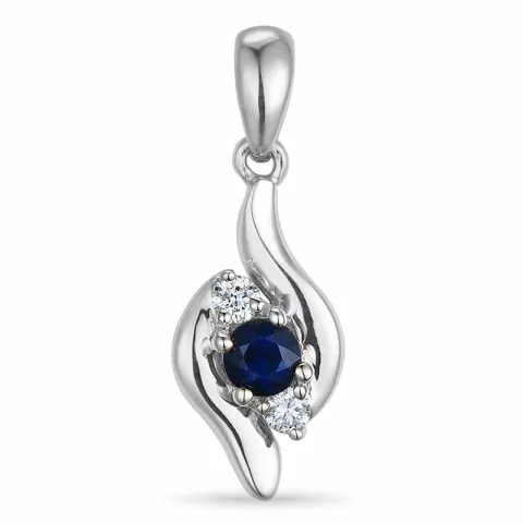 safir hängen i 14 carat vitguld 0,05 ct 0,16 ct