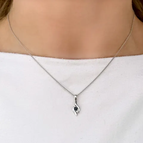 safir hängen i 14 carat vitguld 0,05 ct 0,16 ct