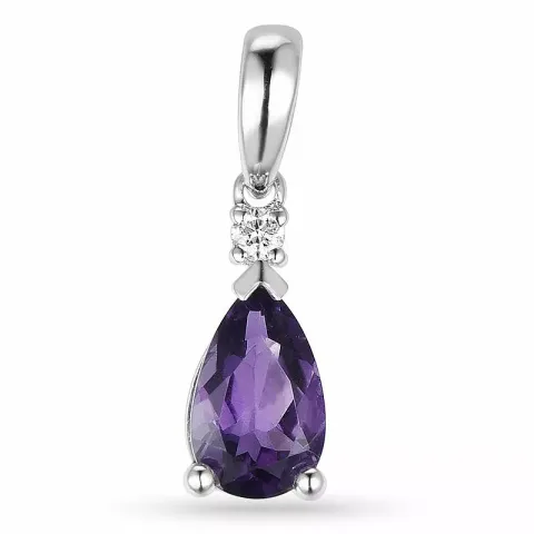 lila ametist hängen i 14 carat vitguld 0,03 ct 0,78 ct