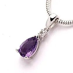 lila ametist hängen i 14 carat vitguld 0,03 ct 0,78 ct