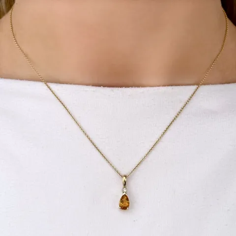 citrin hängen i 14 carat guld 0,03 ct 0,78 ct