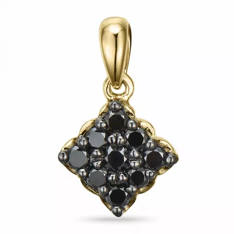 Fyrkantigt svart diamant hängen i 14  carat guld 0,25 ct