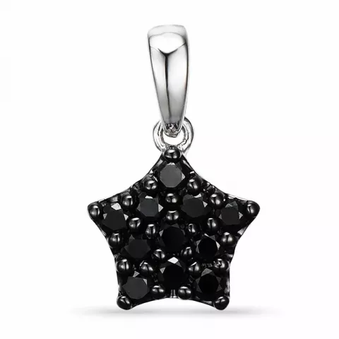 Stjärna svart diamant hängen i 14  carat vitguld 0,28 ct