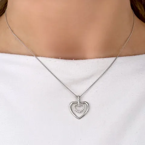 Hjärta briljant hängen i 14  carat vitguld 0,20 ct
