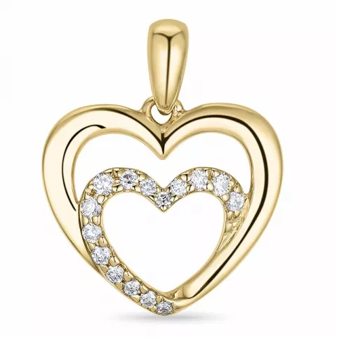 hjärta diamant hängen i 14  carat guld 0,123 ct