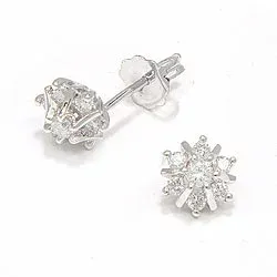 blommor diamant örhängen i 14 karat vitguld med diamant