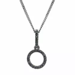 Joanli Nor halsband i svart rhodinerat silver sort zirkon