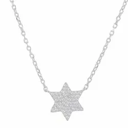 Joanli Nor Blizzard stjärna halsband i rhodinerat silver vit zirkon