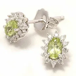 Peridot rosettörhängestift i 14 karat vitguld med diamanter och peridoter 