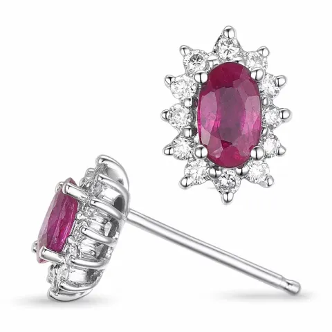 rubin rosettörhängestift i 14 karat vitguld med diamant och rubin