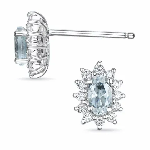 rosett akvamarin örhängen i 14 karat vitguld med diamant och akvamarin