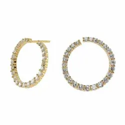 Joanli Nor runda zirkon örhängen i förgyllt silver vit zirkon