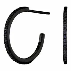 18 mm joanli nor creol i svart rhodinerat silver svart zirkon