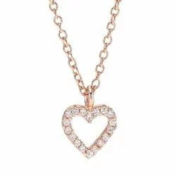 Joanli Nor hjärta hängen med halskedja i rosabelagt silver vit zirkon