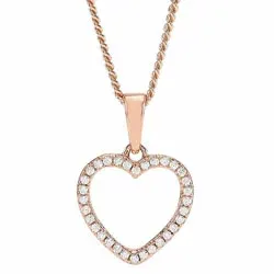 Joanli Nor hjärta hängen med halskedja i rosabelagt silver vit zirkon
