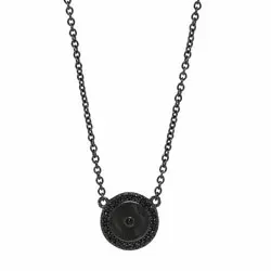 11 mm Joanli Nor runt hängen med halskedja i svart rhodinerat silver svart zirkon