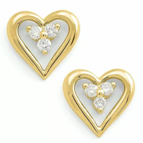 hjärta örhängestift i 14 karat guld med diamant