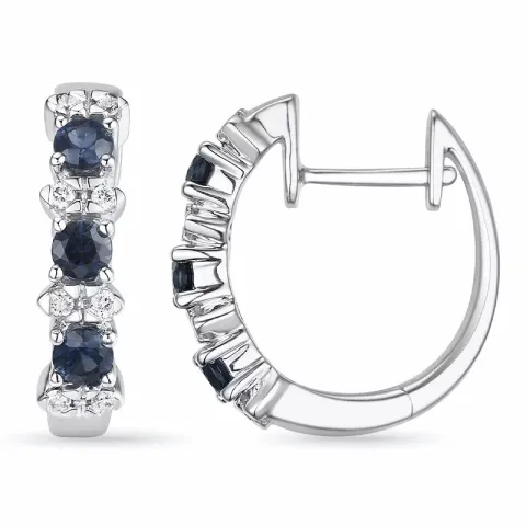 16 mm safir creol i 14 karat vitguld med diamant och safir