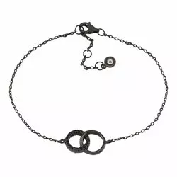 Joanli Nor cirkel armband i svart rhodinerat silver sort zirkon