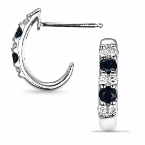 15 mm safir örhängen i 14 karat vitguld med diamanter och safirer