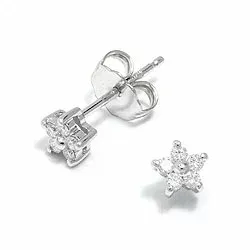 blommor diamant örhängestift i 14 karat vitguld med diamant