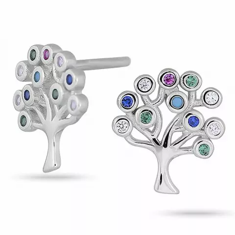 9 mm joanli nor livets träd örhängen i rhodinerat silver multifärgat zirkon