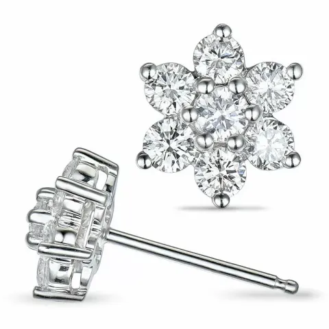 Blommor briljiantöronringar i 14 karat vitguld med diamanter