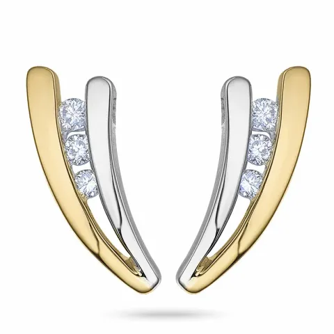 diamant briljiantöronringar i 14 karat guld och vitguld med diamant