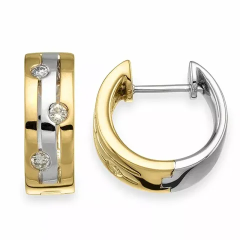 15 mm diamant creol i 14 karat guld och vitguld med diamanter