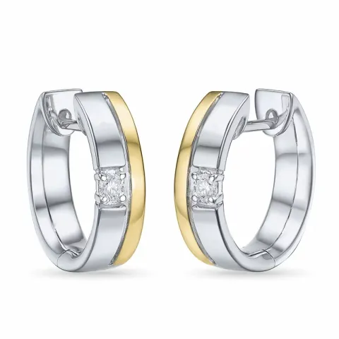 13 mm creol i 14 karat guld och vitguld med diamant