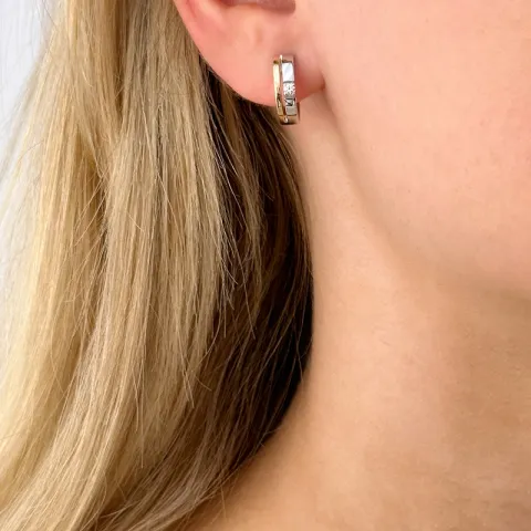 13 mm creol i 14 karat guld och vitguld med diamant