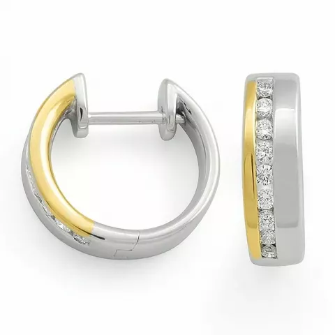 15 mm diamant creol i 14 karat guld och vitguld med diamant 
