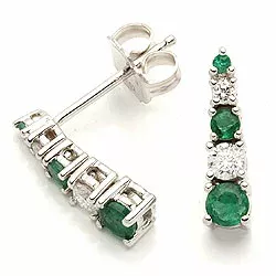 Beställningsvare - gröna smaragd örhängestift i 14 karat vitguld med diamanter och smaragder 