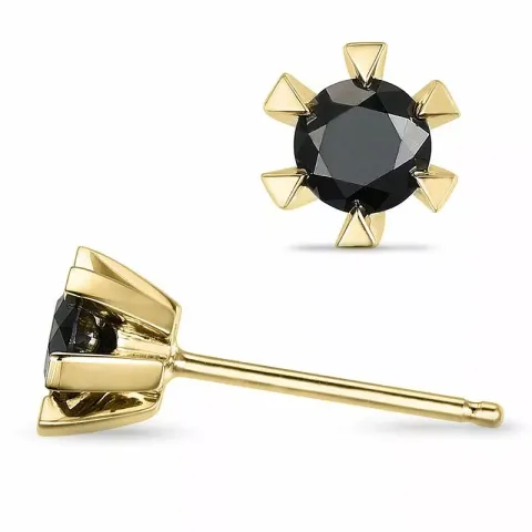 2 x 0,32 ct svarta solitäreörhängestift i 14 karat guld med svart diamant