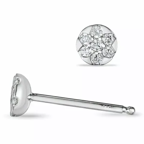 Runda örhängestift i 14 karat vitguld med diamanter