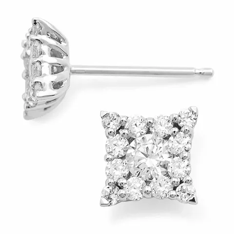 fyrkantigt diamant briljiantöronringar i 14 karat vitguld med diamant