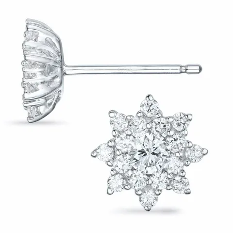 stjärna briljiantöronringar i 14 karat vitguld med diamant 