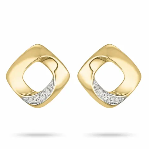 fyrkantigt diamant örhängestift i 14 karat guld och vitguld med diamant