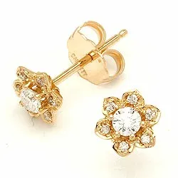 Blommor diamant briljiantöronringar i 14 karat guld med diamanter