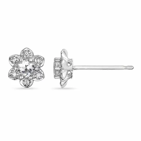 blommor diamant örhängestift i 14 karat vitguld med diamant