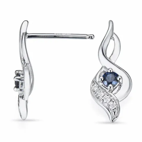 Blå safir diamantörhängen i 14 karat vitguld med diamanter och safirer 