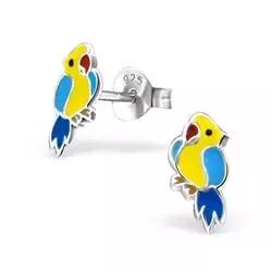 Papegoja multifärgade örhängen i silver