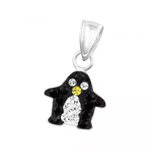 Pingvin multifärgat kristal hängen i silver