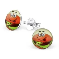 Runda hamburgar örhängen i silver