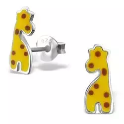 Giraff gula emalj örhängen i silver