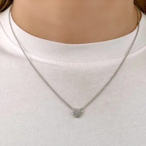 42 cm halsband med hjärthängen i 14 karat vitguld 0,25 ct