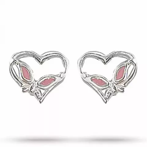 Små Aagaard hjärta örhängen i silver rosa emalj